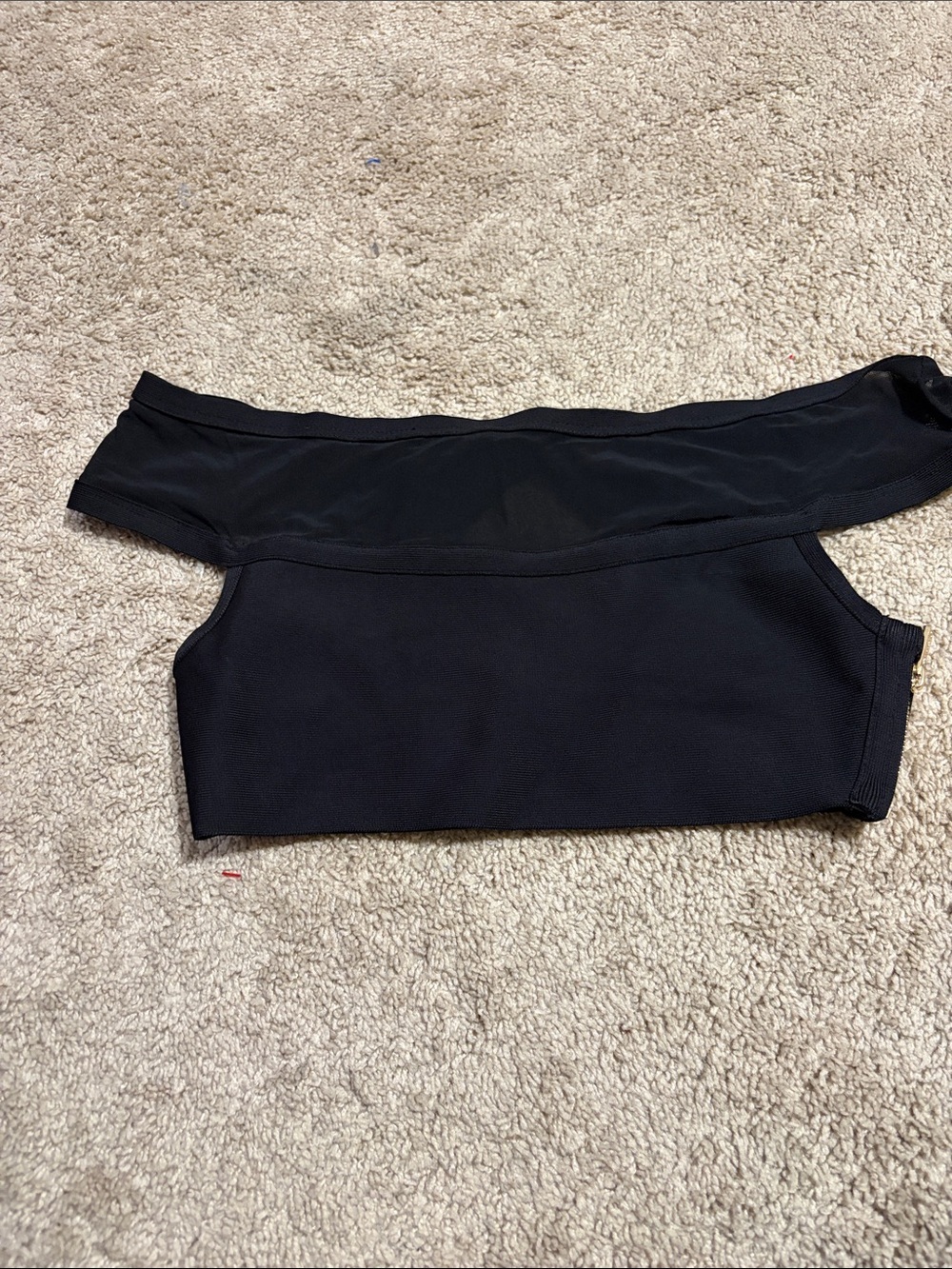 House Of CB London Black Crop Top Off Shoulder Large